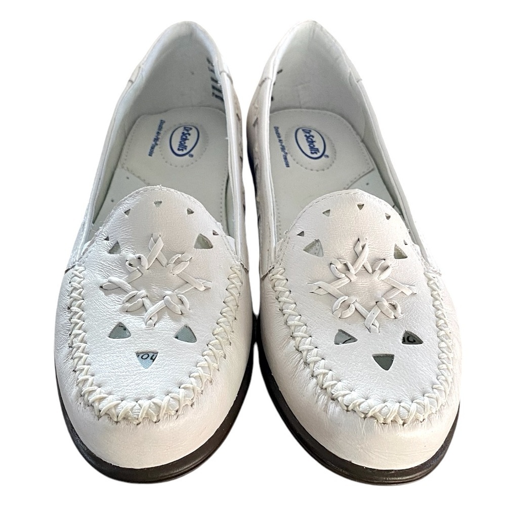 DR SCHOLL'S Advanced Comfort Shoes Slip On Cut Out White Leather Women 6.5 NWOT